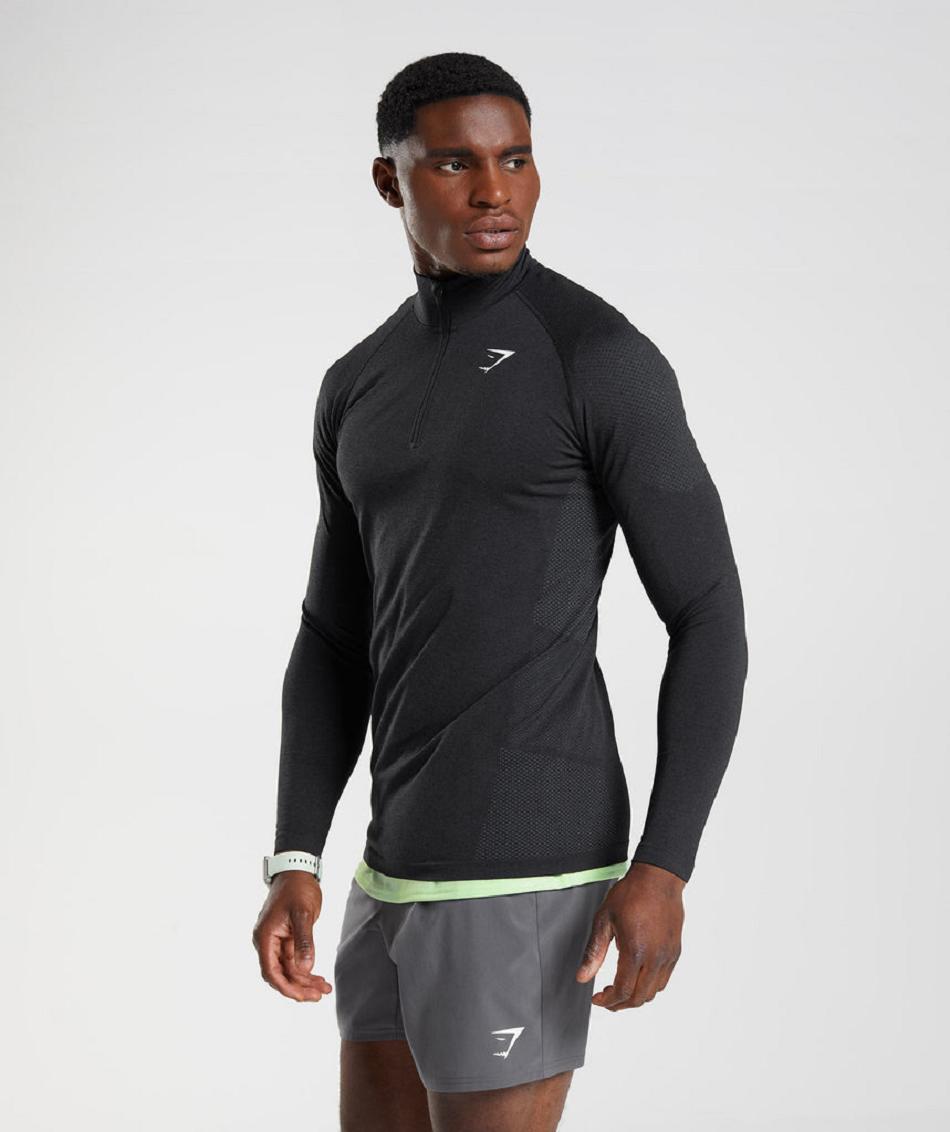 Accessories Męskie Gymshark Vital Light 1/4 Zip Czarne Szare | PL 3545VRW